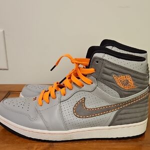 Nike Men's Gray and Orange High-Top Sneakers